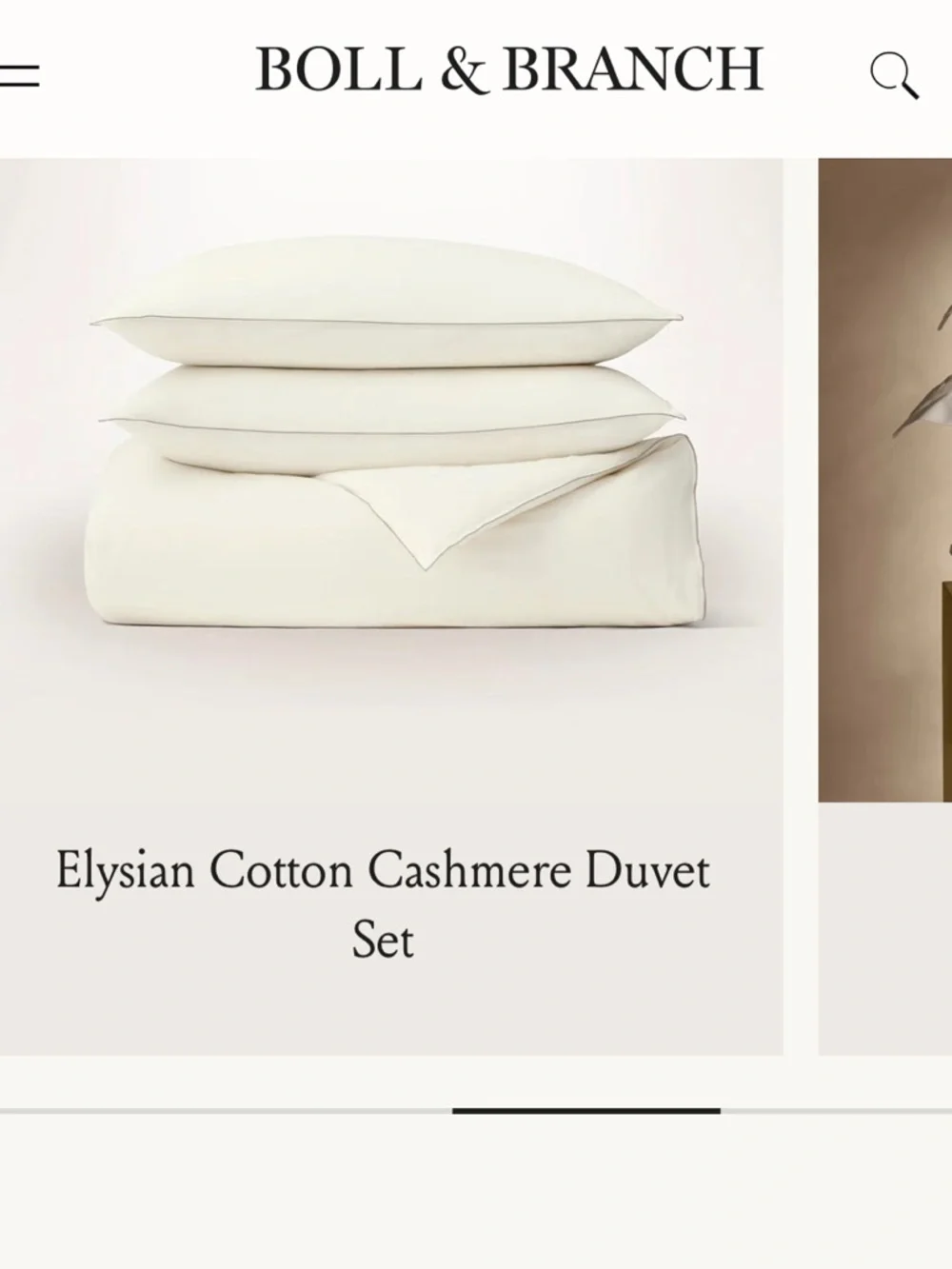 Boll & Branch Elysian Organic Cotton Cashmere Duvet Cover Full Queen Cream  NWOT